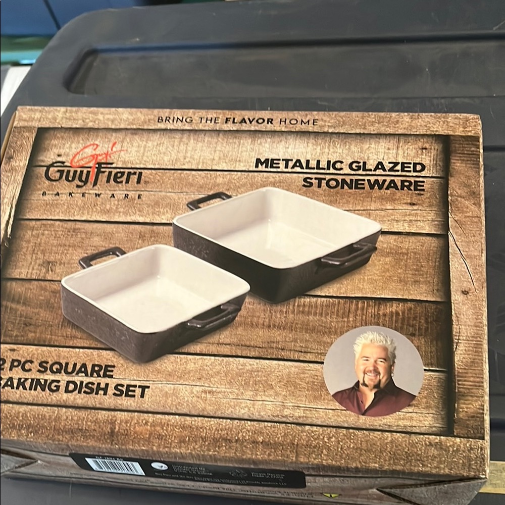 Metallic Glazed Stoneware Baking Dish Set - Cream and Black